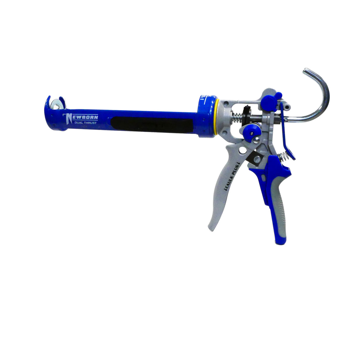 Newborn 360-DT dual thrust caulking gun on a white background, 160 degree view
